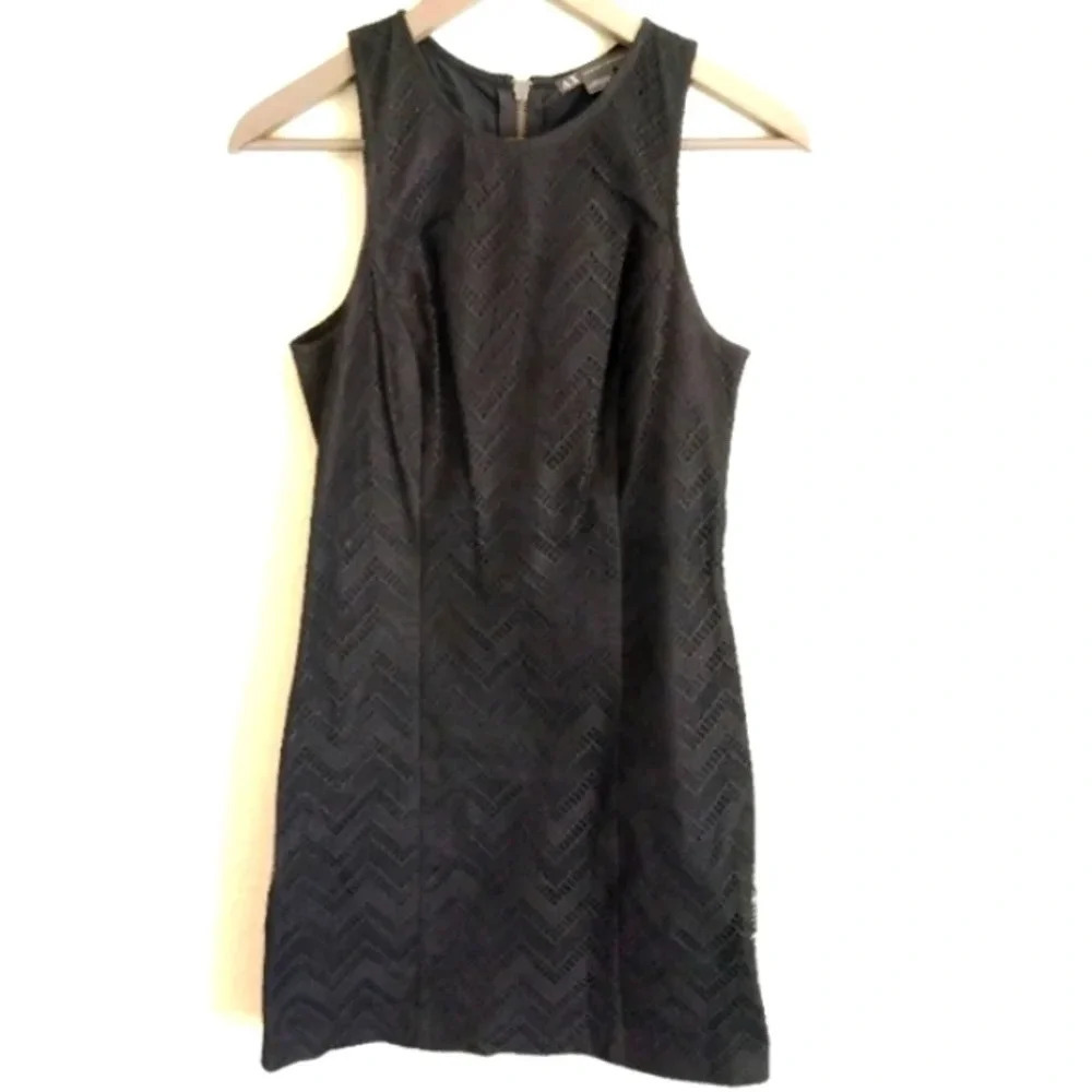 Armani Exchange Crochet Sheath Dress-Sleeveless-Woven/macrame/lace overlay Lined